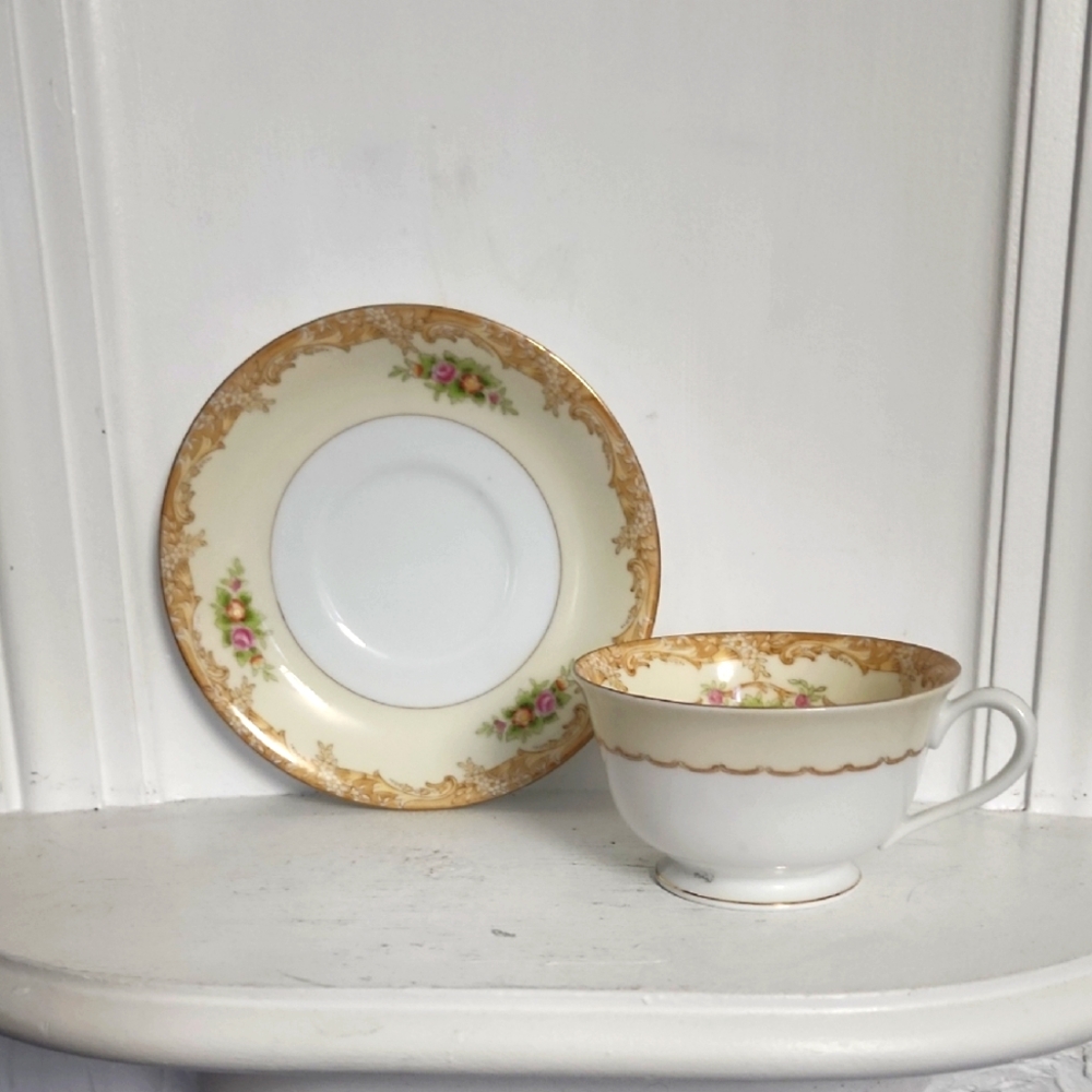 1933 Noritake China Teacup & Saucer, Very Rare Find.